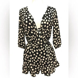 Khloe California Black & Cream Dots Romper- NWT
